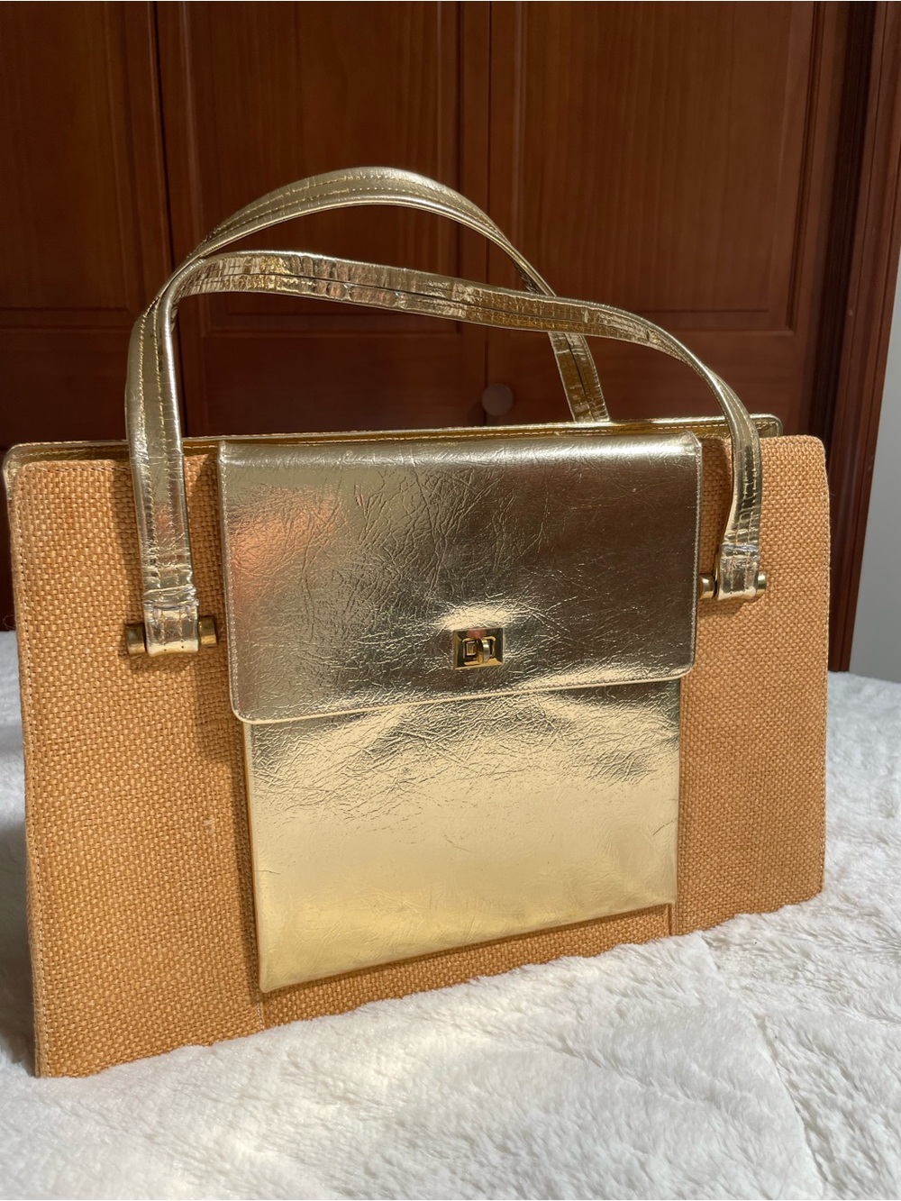 1950’s Palizzio Very New York Good and Tan Structured Top-Handle Hand Bag